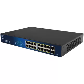 Switch PoE ALLNET 16+2P ALL-SG8418PM – 18 portas Gigabit, 16 portas PoE, 2 portas uplink