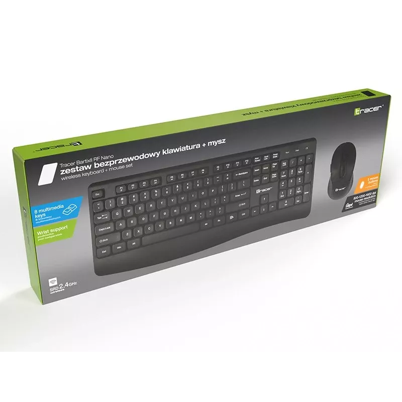 Kit de teclado e rato sem fios Tracer Bartix II RF Nano, 2,4 GHz, preto