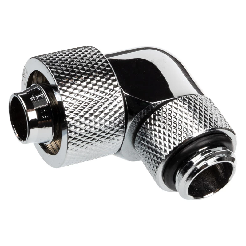 Conector Alphacool Eiszapfen 90 graus G1/4 polegadas macho para 16/10 mm - rotativo, cromado prateado