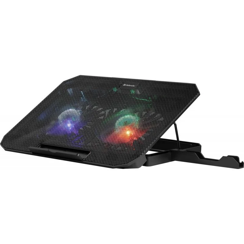 Base de arrefecimento para portátil DEFENDER NS-510 com 2 ventoinhas, 2 portas USB e iluminação RGB