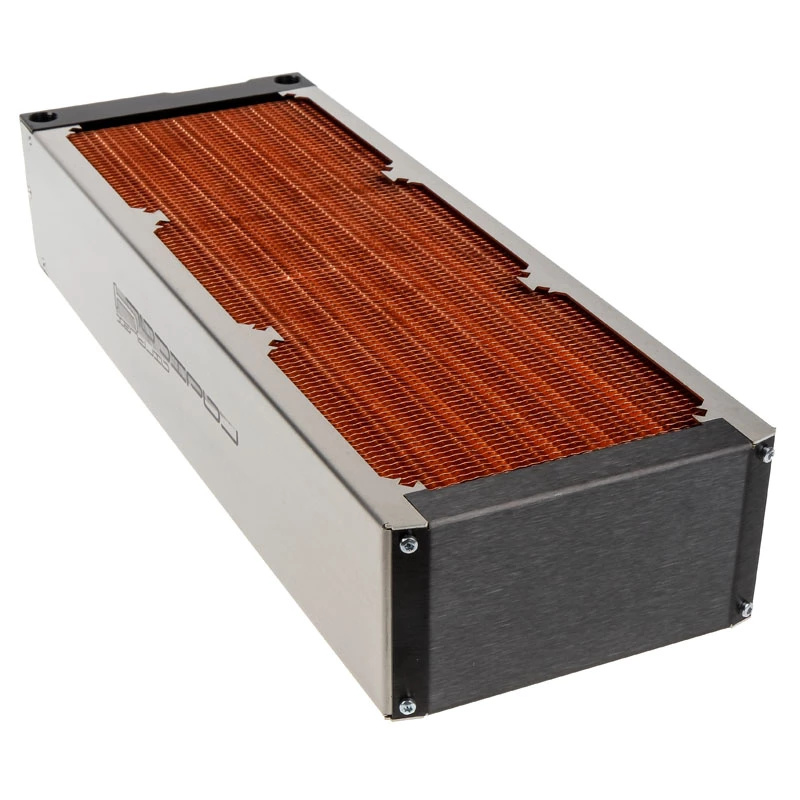 Radiador Aqua-Computer airplex radical 4/360 — alumínio/cobre/aço inoxidável, 400×140×73 mm