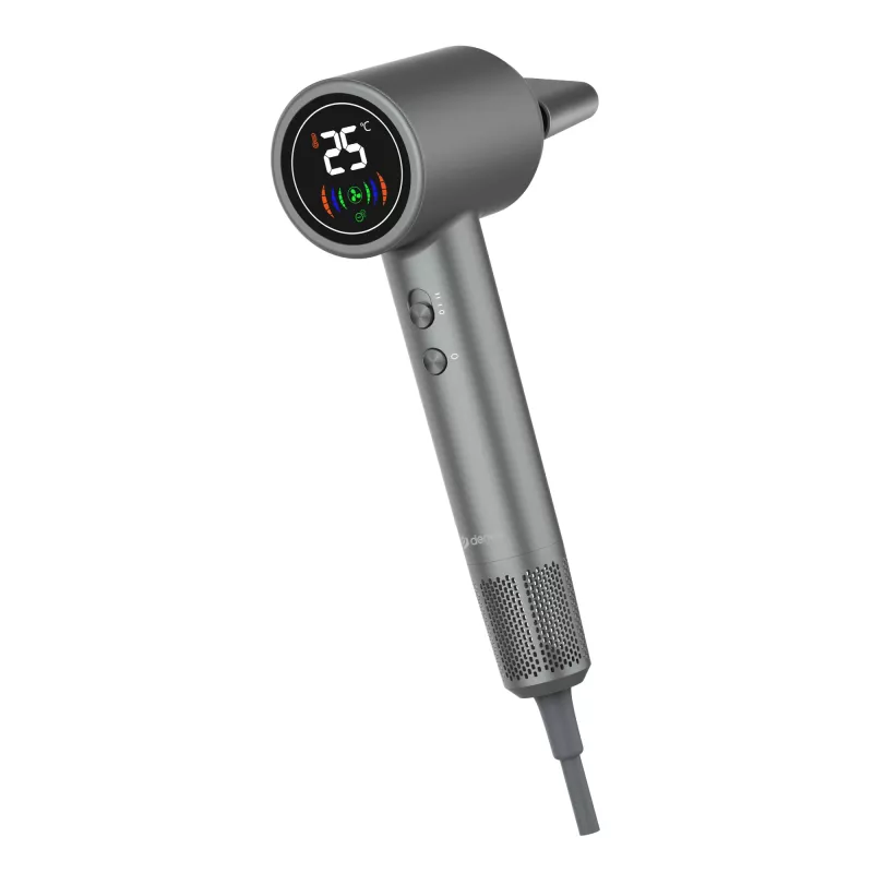 Secador de cabelo DENVER HDD-1400DGR 1400 W, cinzento, 110–240 V, cabo de 1,8 m, 25–75 °C, 70×89×280 mm