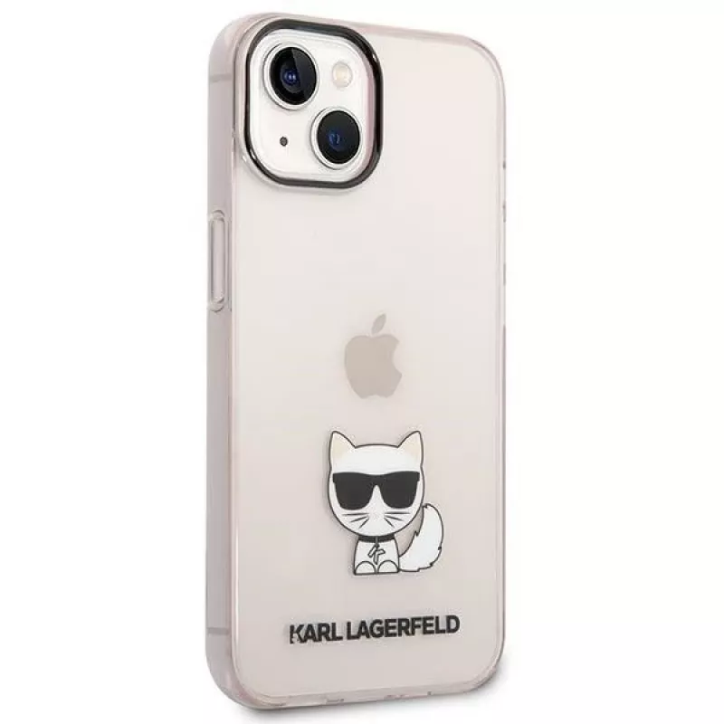 Karl Lagerfeld KLHCP14MCTRI iPhone 14 Plus / 15 Plus 6.7 capa rígida rosa / rosa transparente Choupette Body