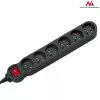 Extensão de energia MACLEAN MCE225 — cabo de 1.5 m, 6 tomadas AC Type F, interior, preto