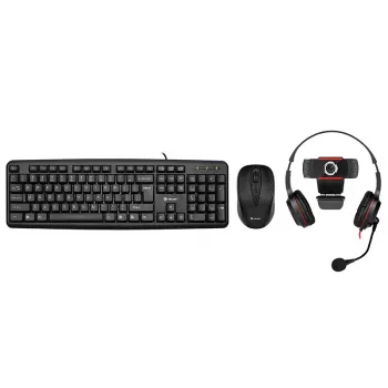 Tracer 4in1 Multi Office Set 46695: teclado USB, rato sem fios, webcam, auscultadores