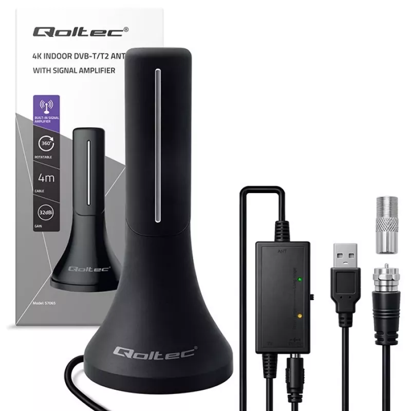 Antena de televisão QOLTEC TV DVB-T/T2 Qoltec (interior/exterior) Modelo 57065