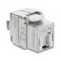Módulo Keystone DELOCK RJ45 para LSA Cat.6A blindado sem ferramentas, plano, prateado/branco, com tampa de proteção contra pó