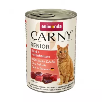 ANIMONDA Carny Senior Vaca e Corações de Peru – Alimento húmido para gatos – 400 g