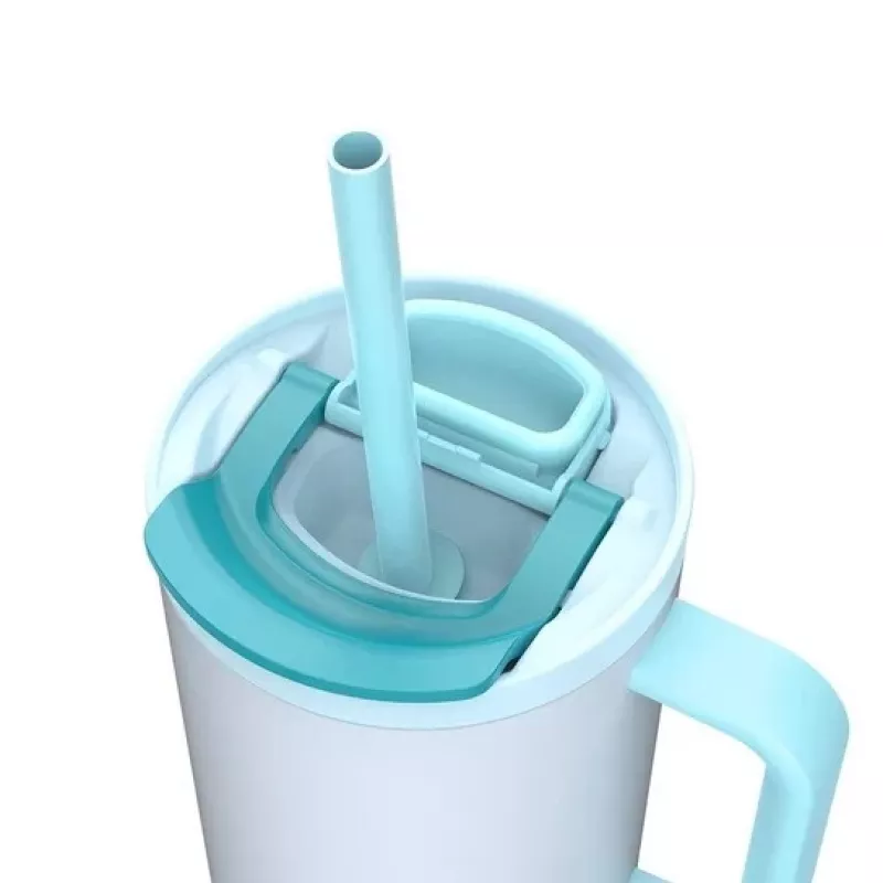 Copo térmico com palhinha telescópica Kambukka Rio Tumbler 950ml Frosty Coconut