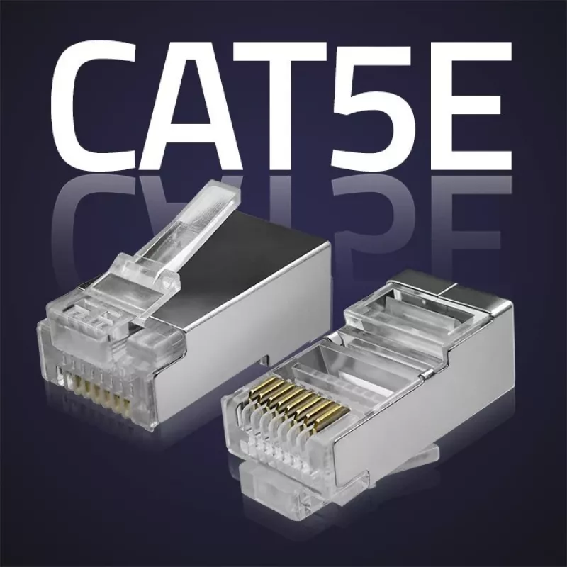 Ficha RJ45 modular QOLTEC 54554 CAT5e FTP, 100 unidades, prateado, plástico, 11×22×18 mm