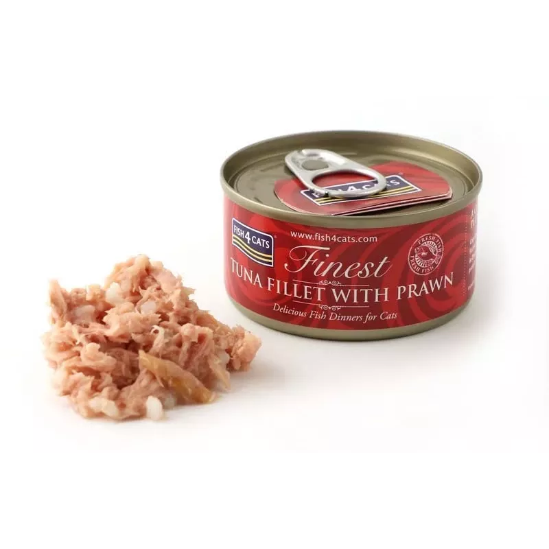 Fish4Cats Finest filete de atum com camarão, ração húmida para gatos, 70 g