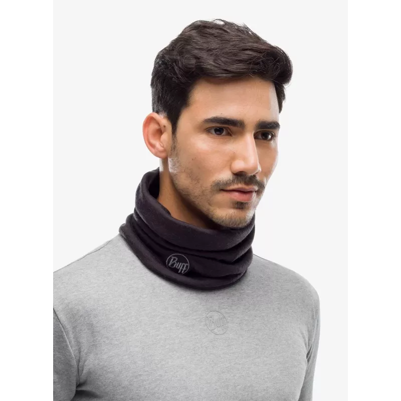 Aquecedor de pescoço Buff multifuncional Sling lã merino pesada — preto, sem costuras, elástico