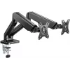 Suporte de mesa Goobay | Suporte para dois monitores com mola a gás | Orientável, inclinável, rotativo | 17-32 inch | Capacidade máxima de carga 9 kg | preto