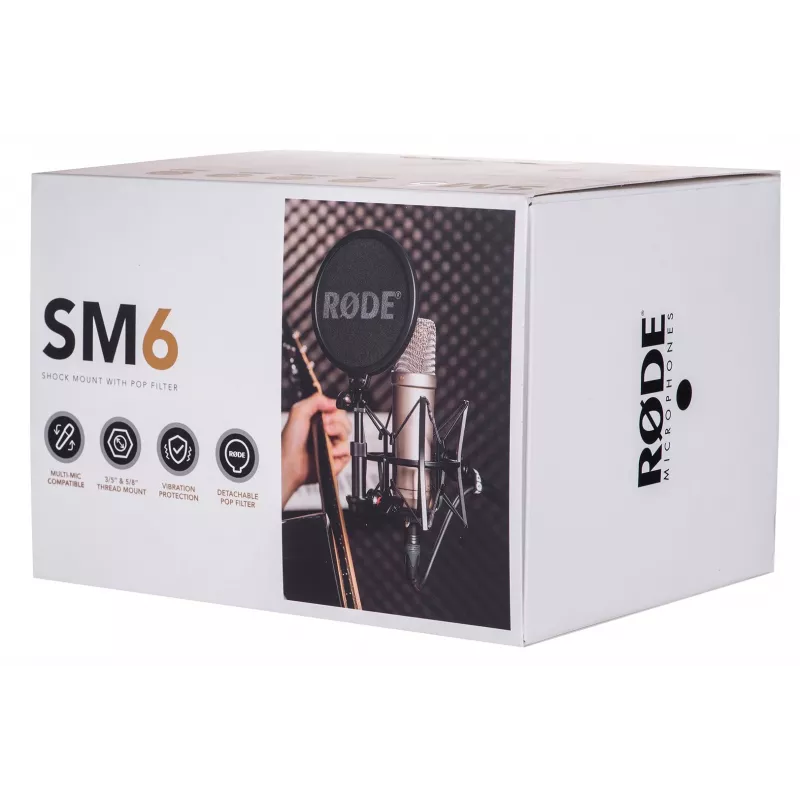 RODE SM6 suporte anti-choque com filtro pop, preto