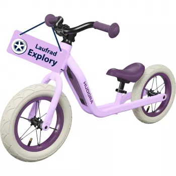 Trotinete de Equilíbrio HUDORA Explory 12 Polegadas Lavanda – Trotinete de Equilíbrio para Crianças Pequenas, Rodas de 12 Polegadas, Design sem Pedais