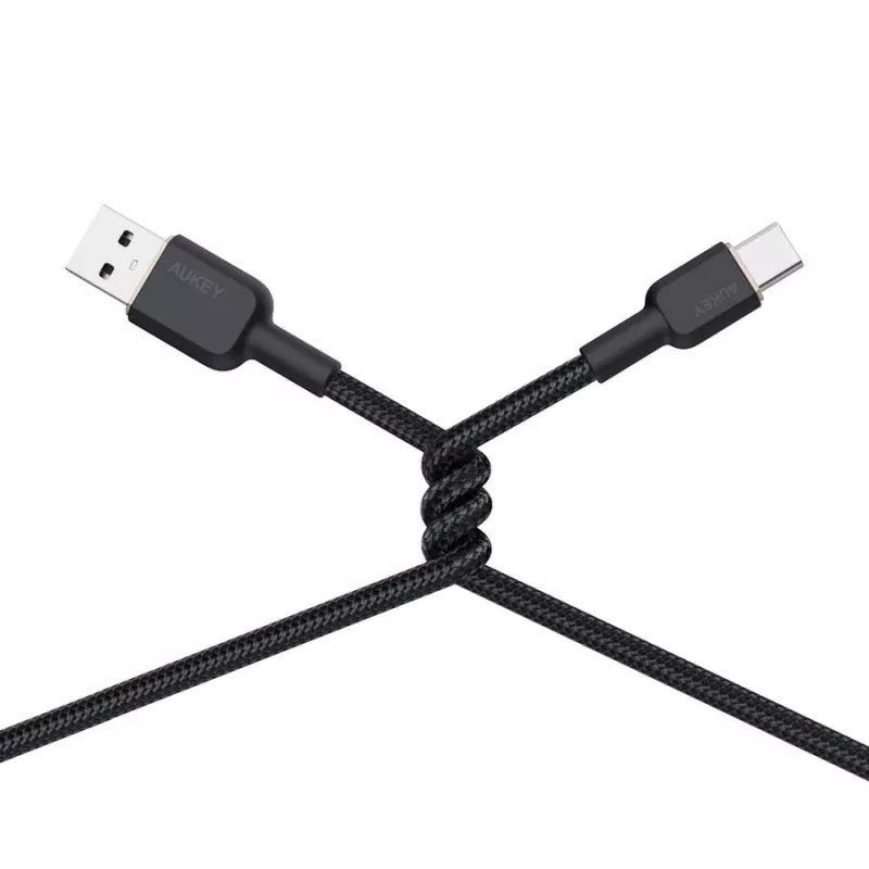 Cabo USB-A para USB-C Aukey CB-NAC1, 1 m, nylon entrançado, USB PD 60 W, USB 2.0