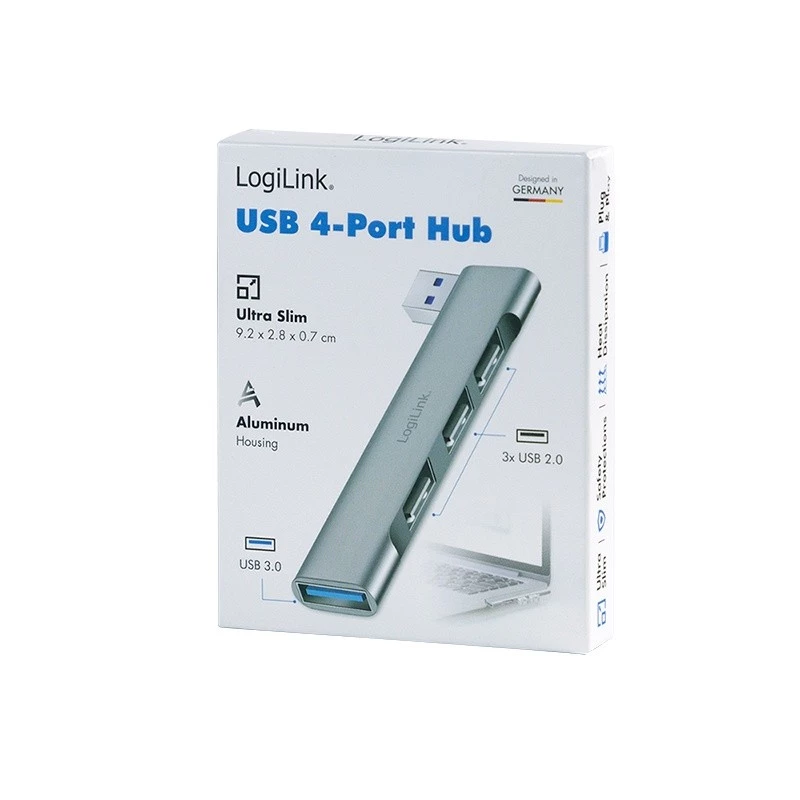 Hub LogiLink USB 3.2 Gen1 4 portas USB-A 1x USB3.0 AF 3x USB2.0 AF UA0436