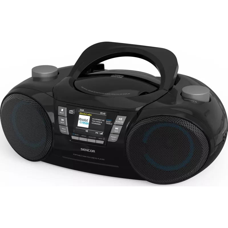 Sencor SPT 6510DB boombox portátil DAB+, CD/MP3/USB/SD, Bluetooth 5.3, FM RDS, 16 W, preto