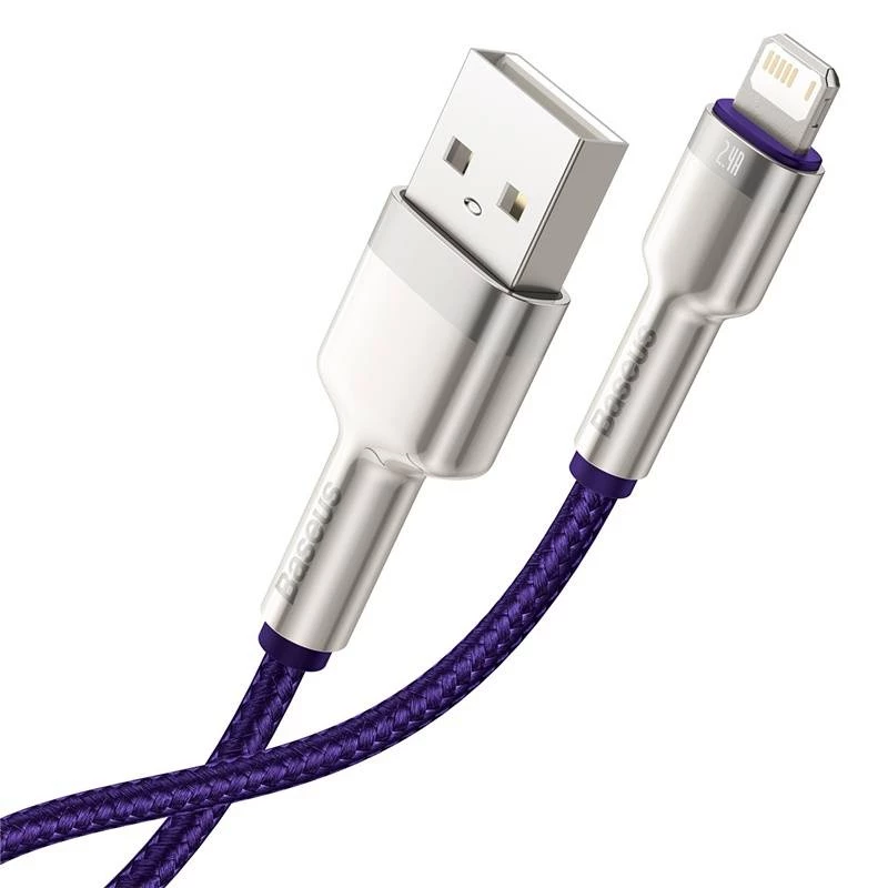Cabo USB-A para Lightning Baseus 1 m — cabo de dados USB, roxo