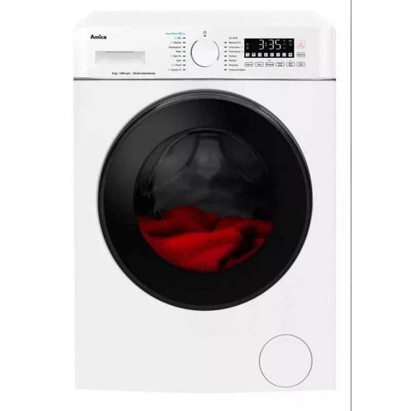 Máquina de lavar roupa Amica capacidade 8 kg, classe energética A, 1400 rpm, 16 programas, branco