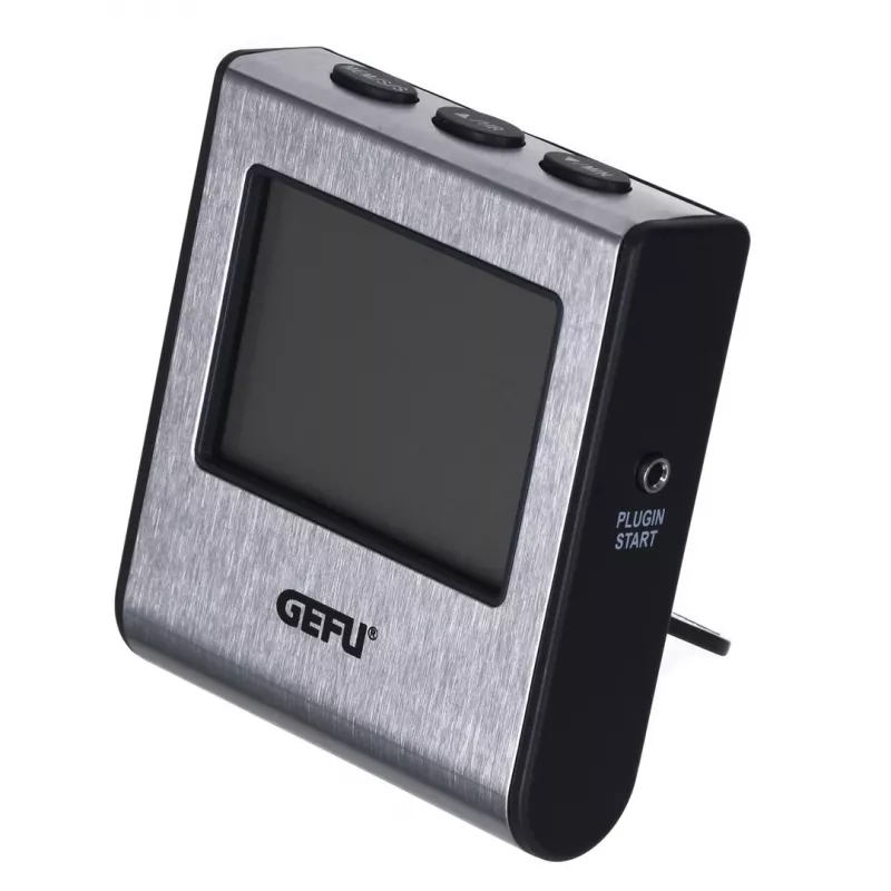 Termómetro alimentar GEFU sonda digital 0–250 °C, aço inoxidável, sensor de 16 cm