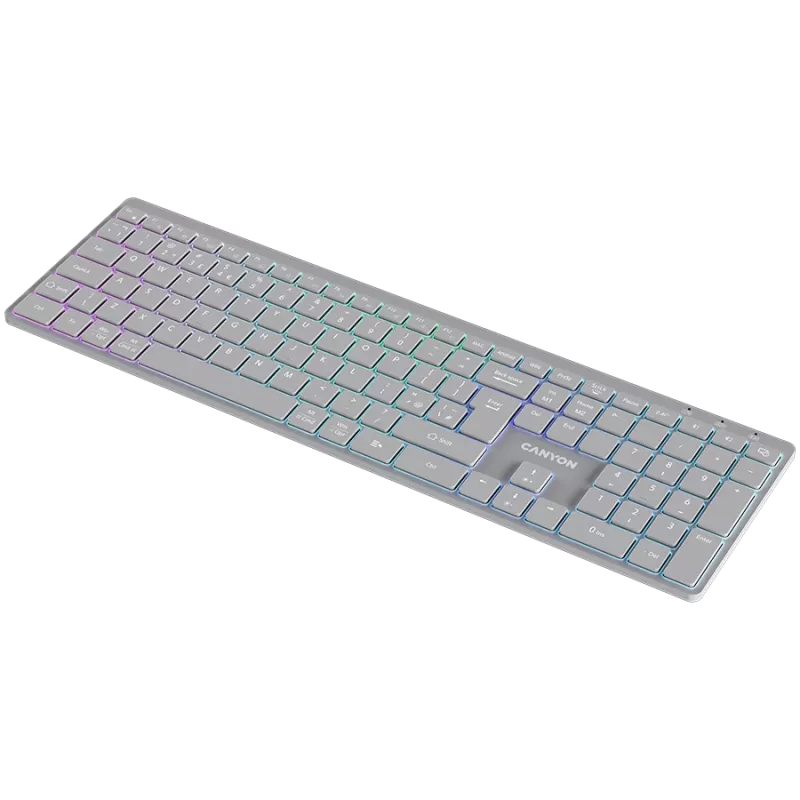 Teclado CANYON HKB-W11 UK/US RGB Dual Mode sem fios cinzento