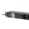 Unidade de distribuição de energia LANBERG PDU-06E-0200-BK — 6 saídas Type-E, 16 A, cabo de 2 m, rack 1HE, 220–250 V
