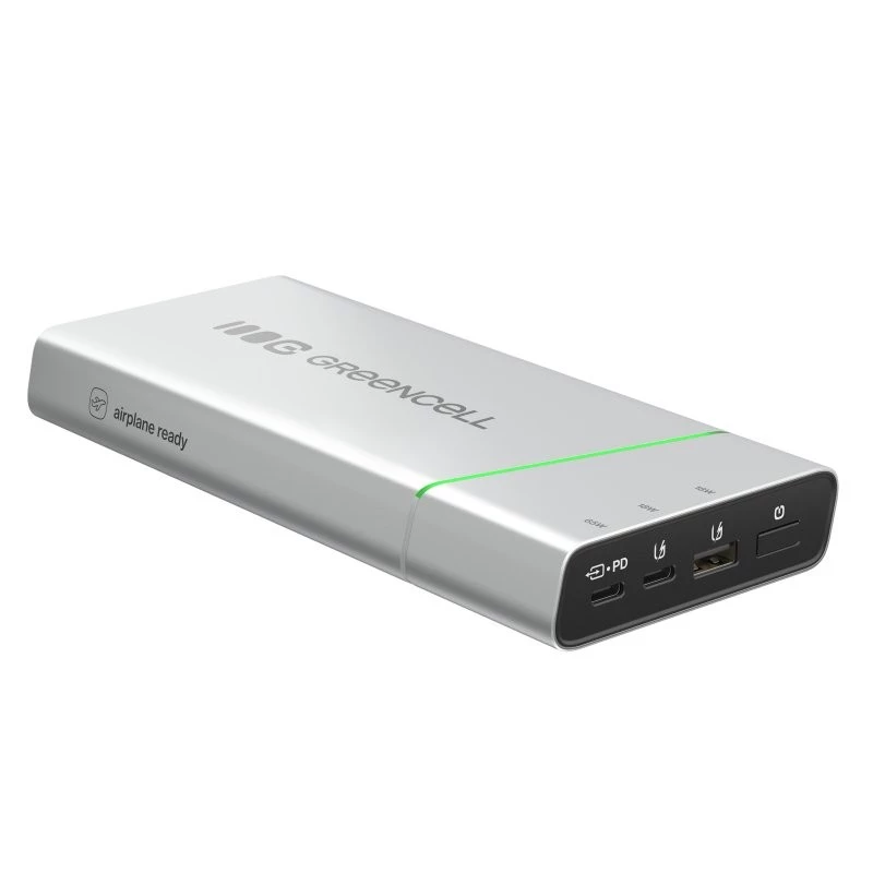 Bateria portátil Green Cell BPLGC20P 20800 mAh de iões de lítio, USB-C PD 65W, 2x USB-C + 1x USB-A, caixa em alumínio