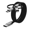 Cabo Vention USB 2.0 A macho para 3-em-1 Micro-B&USB-C&Lightning macho 1M cinzento liga de alumínio
