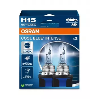 Conjunto de lâmpadas para automóvel Ledvance H15 12V 55/15W PGJ23T-1 Cool Blue Intense (2 unid.)