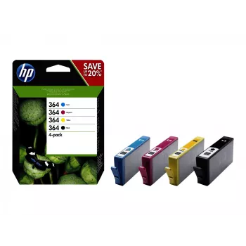 HP 364 pack de 4 cartuchos de tinta originais preto/ciano/magenta/amarelo