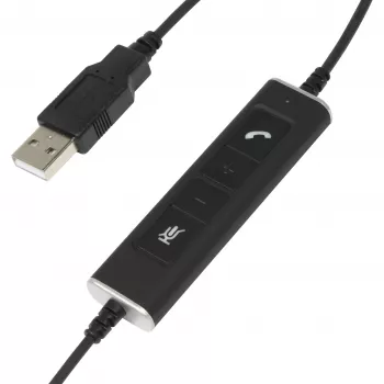 Headset USB mono Plusonic 10.1P — headset USB de uma orelha compatível com Teams e Skype
