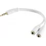 Cabo de áudio ShiverPeaks BS33120 — 0,2 m, ficha macho 3,5 mm para 2× conector fêmea 3,5 mm, branco, cobre, contactos dourados