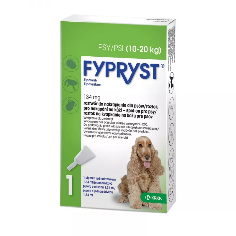 FYPRYST 134mg M (10-20kg) - gotas contra pulgas e carraças para cães – 1x1,34ml