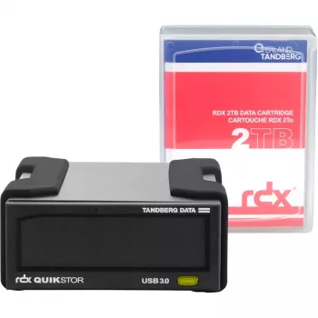 Kit de unidade RDX externa Tandberg Data Overland-Tandberg O-T com HDD de 2 TB, USB 3.2 Gen 1, sustentável 260 MB/s, preto