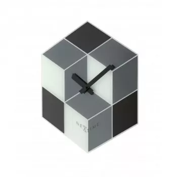 Relógio de parede NeXtime 8171 Cubic, 43,5x37 cm, preto/branco/cinzento