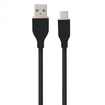 Cabo de silicone USB Type-A - Type-C (preto, 1 m)