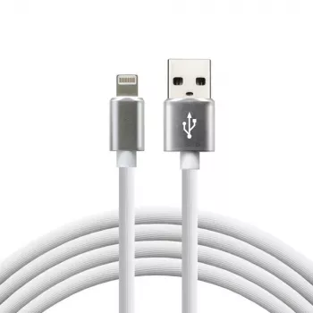 Cabo everActive USB Lightning 1 m - branco, silicone, carregamento rápido, 2,4A - CBS-1IW