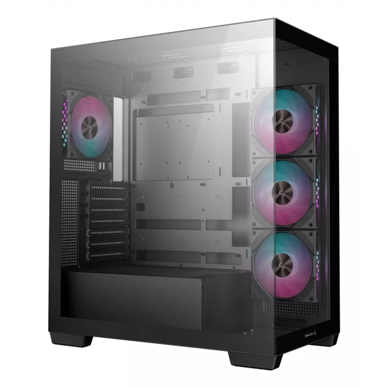 Caixa de PC DeepCool CG580 4F Midi Tower — ATX/ITX/MicroATX, vidro temperado, ventoinhas 3×120mm+1×120mm, 2×3,5 polegadas & 2×2,5 polegadas, USB-A×2 USB-C×1, preto