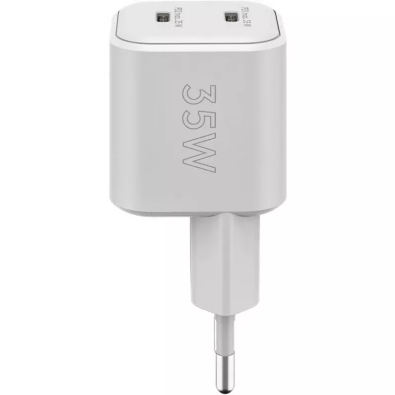 Carregador duplo rápido USB-C Nano, PD, GaN, 35 Watt (branco, 2x USB-C, Power Delivery 3.0)