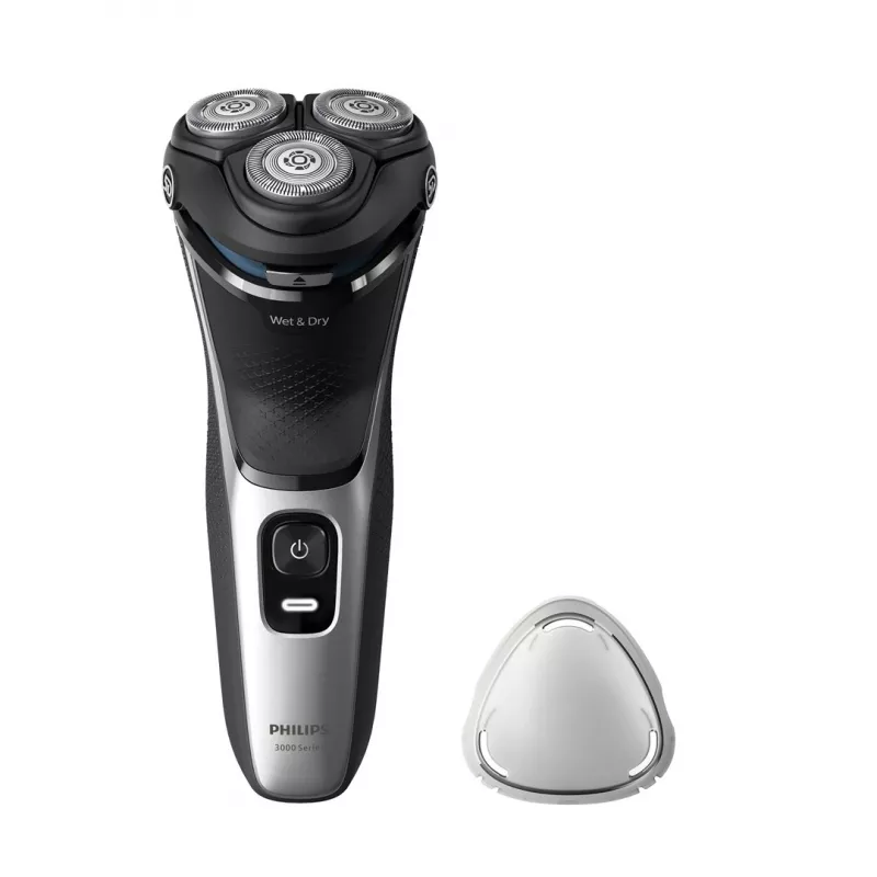 Máquina de barbear elétrica Philips 3000 Series S3143/00 — sistema rotativo de 3 cabeças, húmido e seco, Li-Ion, 60 minutos de autonomia