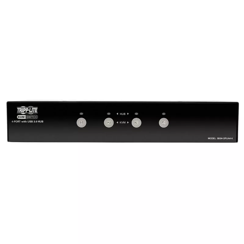EATON TRIPPLITE Comutador KVM DisplayPort de 4 portas com cabos de áudio e hub USB 3.0 SuperSpeed (B004-DPUA4-K)