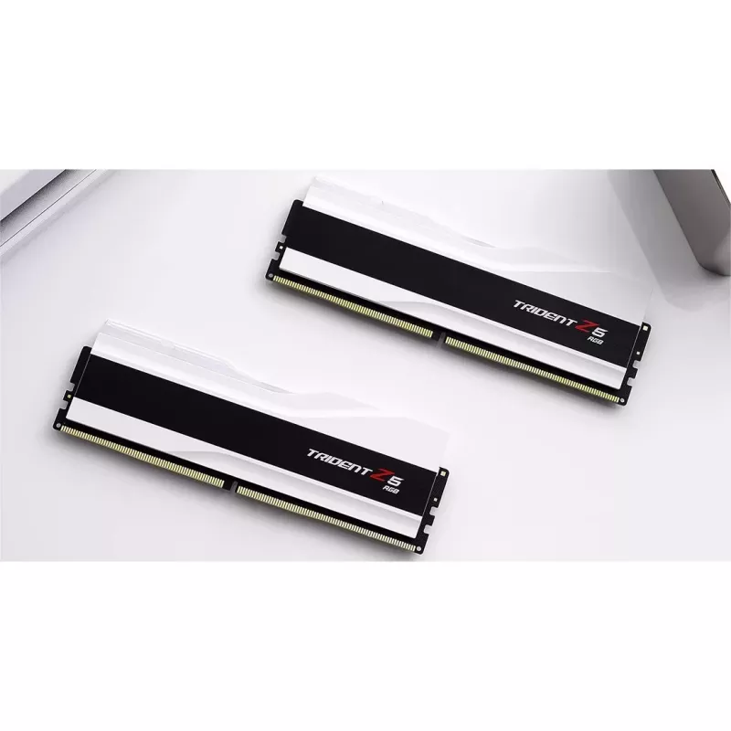 DIMM 64 GB DDR5-6000 (2x 32 GB) Dual-Kit, memória RAM branca, F5-6000J3636F32GX2-TZ5RW, Trident Z5 RGB, INTEL XMP