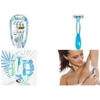 Máquina de barbear descartável BIC Soleil Bella, 3 lâminas, pack de 3 máquinas de barbear descartáveis