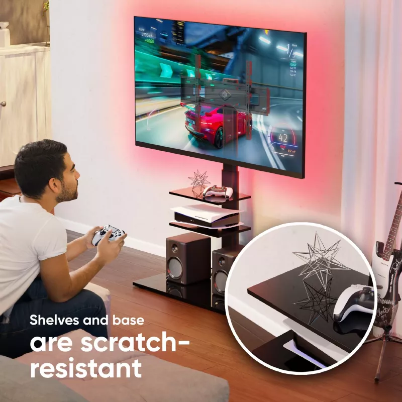 Base de TV ONKRON TS5550-B para 32–65 polegadas (81,3–165,1 cm), carga máx. 30 kg, VESA 100x100–600x400, altura 880–1080 mm, orientável ±25°