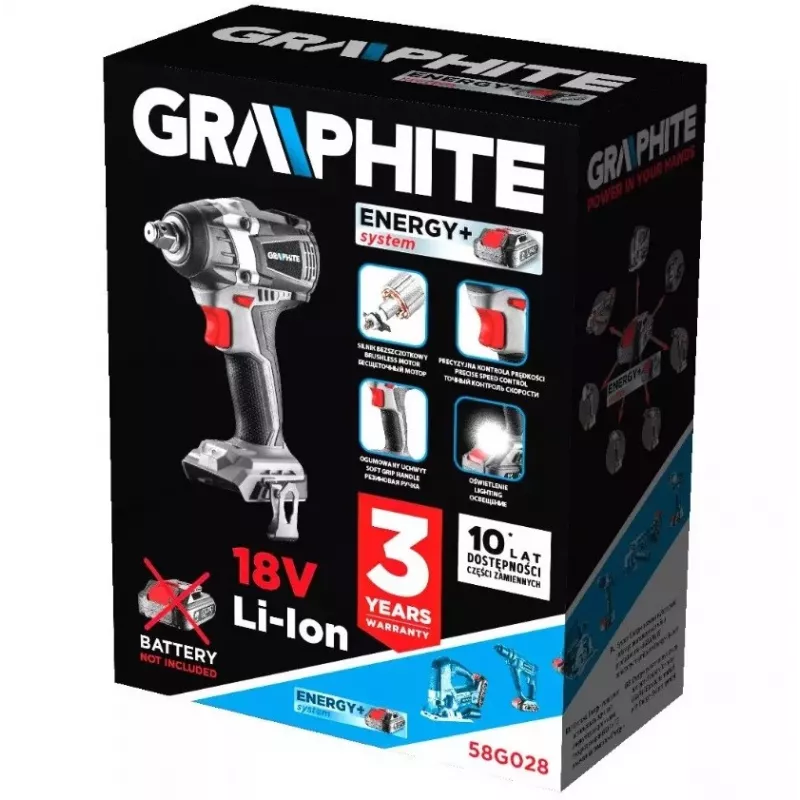 Graphite Energy+ 18V aparafusadora de impacto sem escovas. Li-Ion. sem bateria
