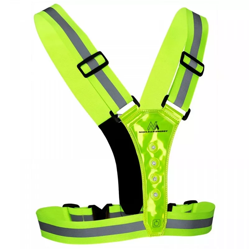 Colete refletor de segurança LED MACLEAN MCE425 – visibilidade 360°, tamanho ajustável