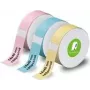 Rolo de etiquetas Olympia 6314, 14 × 40 mm, etiquetas de papel, pack de 3 (rosa, azul, amarelo)