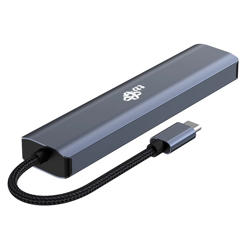 Adaptador HUB USB C 6in1 - HDMI, USBx3, PD, RJ-45