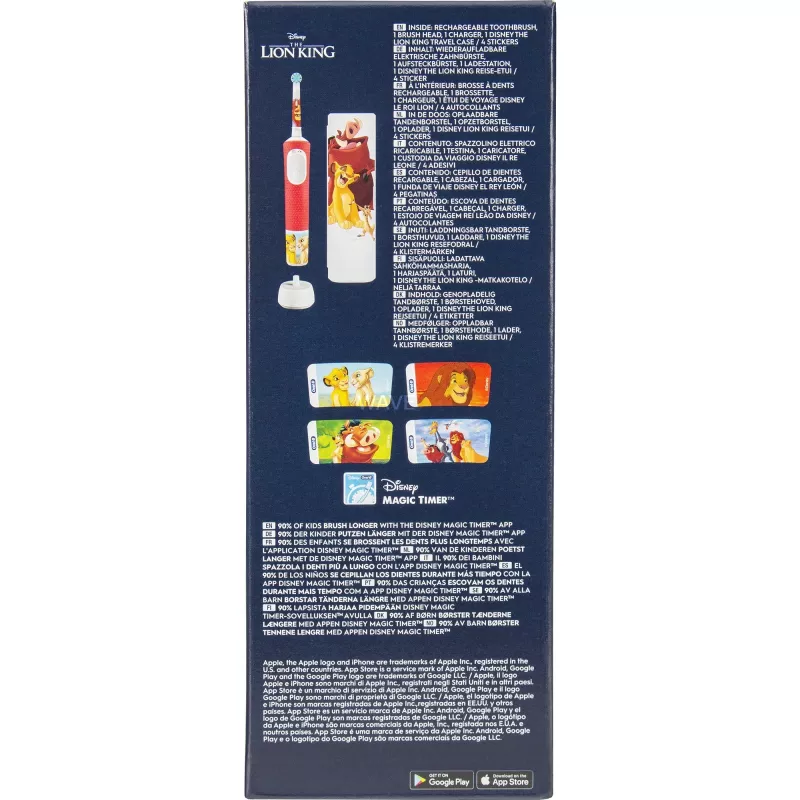 Vitality Pro 103 Kids O Rei Leão, escova de dentes elétrica multicolor, com estojo de viagem